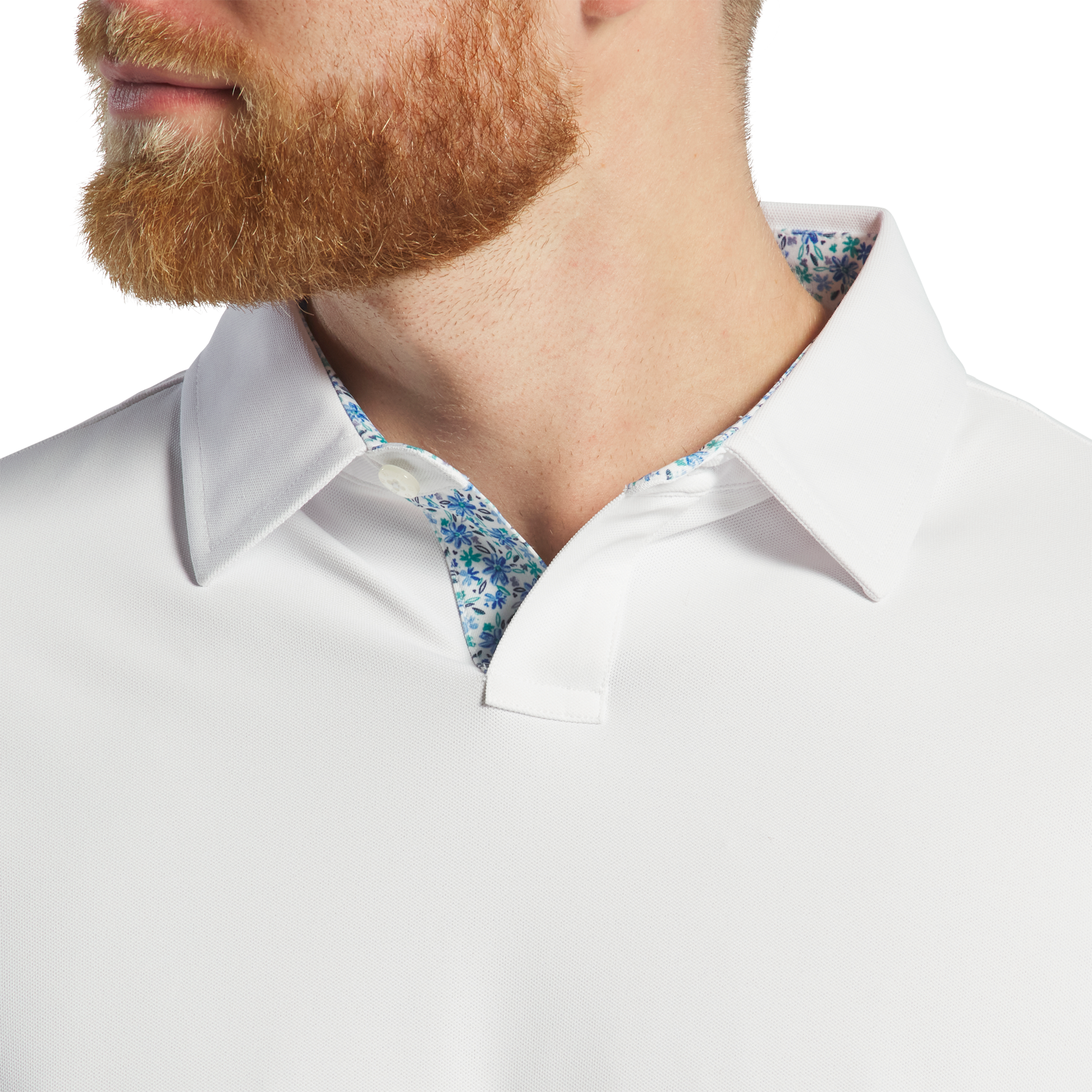 Solid Stretch Pique w/ Floral Trim